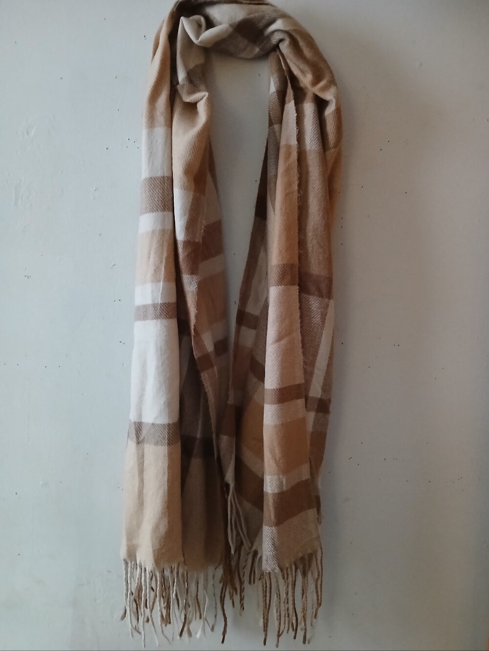 Classic Beige Plaid Womenβs Scarf